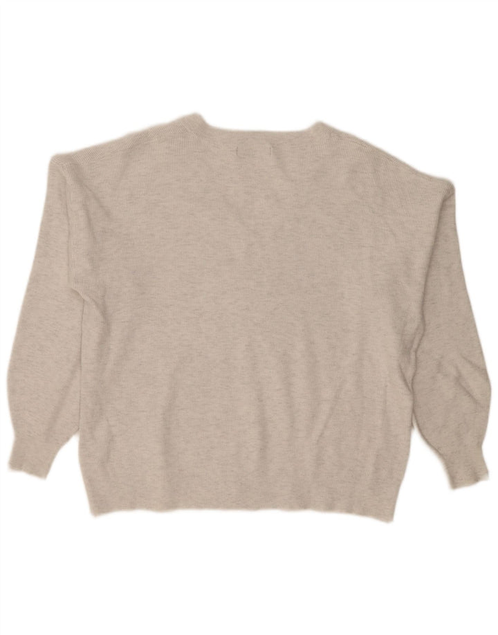 Marks & Spencer Womens Oversized V-Neck Jumper Sweater UK 18 XL Grey