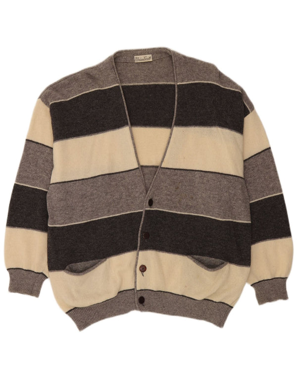 Brian Scott Mens Loose Fit Cardigan Sweater IT 50 Medium Grey Striped