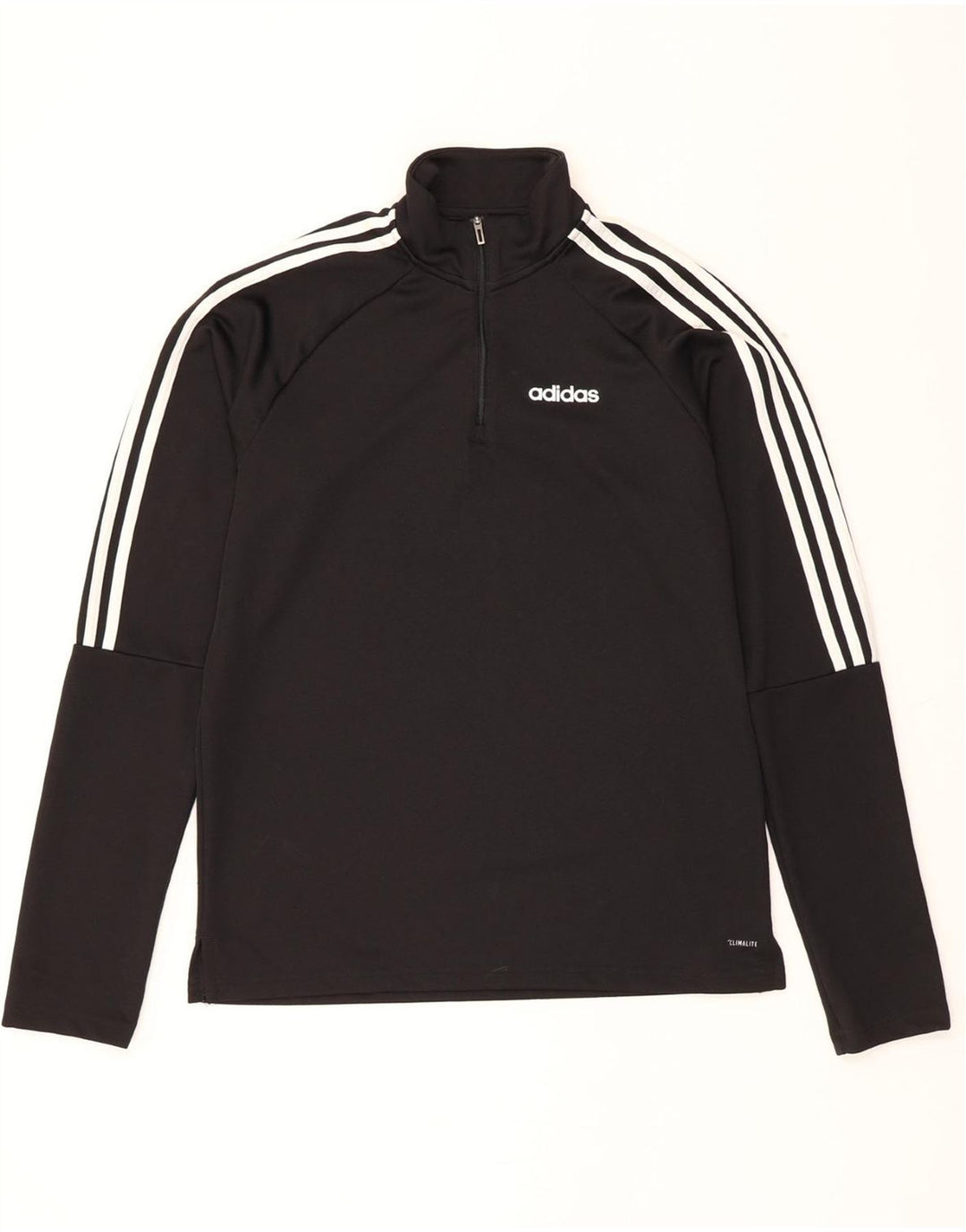 ADIDAS Mens Climalite Zip Neck Pullover Tracksuit Top Medium Black Vintage Adidas and Second-Hand Adidas from Messina Hembry 