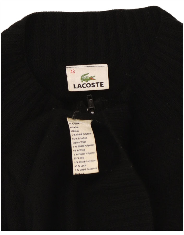 Lacoste Womens Cardigan Sweater Size 46 XL Black Wool