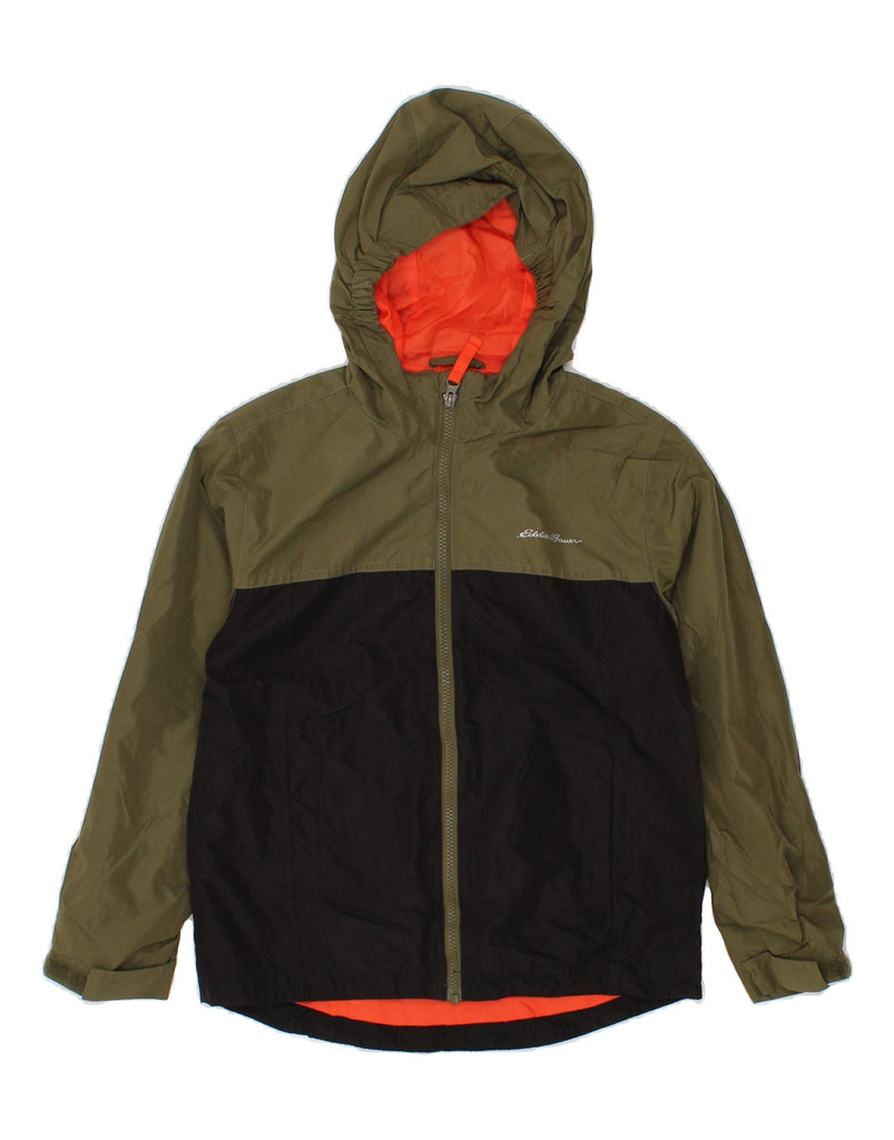EDDIE BAUER Boys Windbreaker Jacket 10-11 Years Medium Black Colourblock Vintage Eddie Bauer and Second-Hand Eddie Bauer from Messina Hembry 