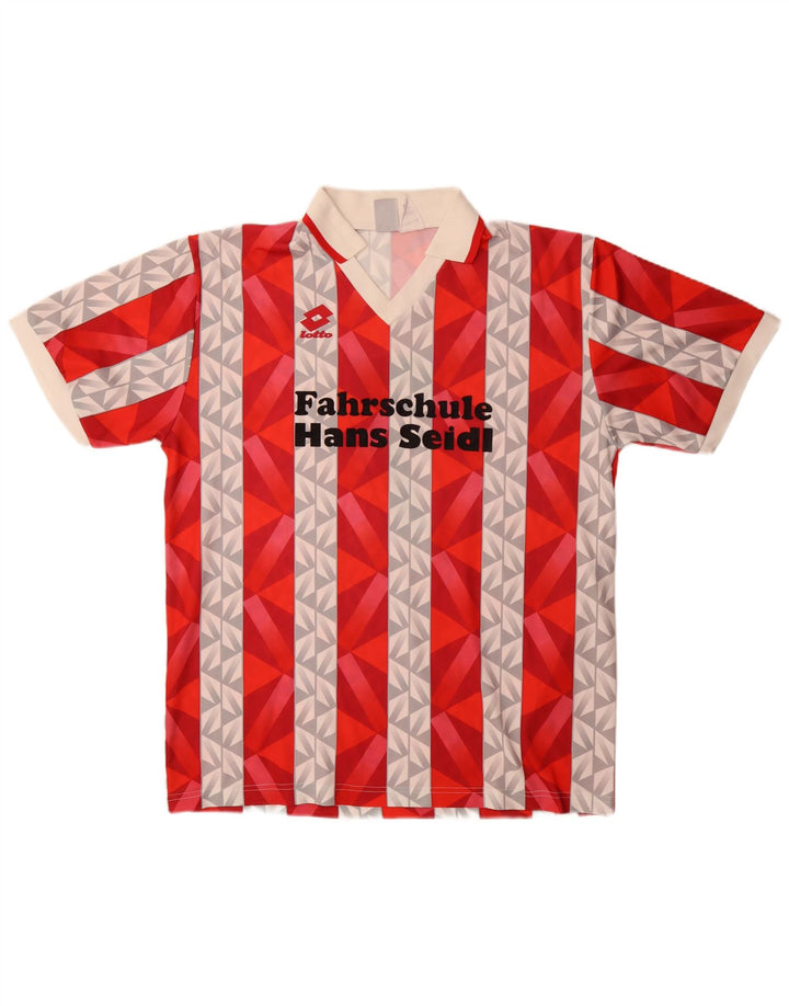 Lotto Mens Graphic Polo Shirt 2XL Red Striped Polyester
