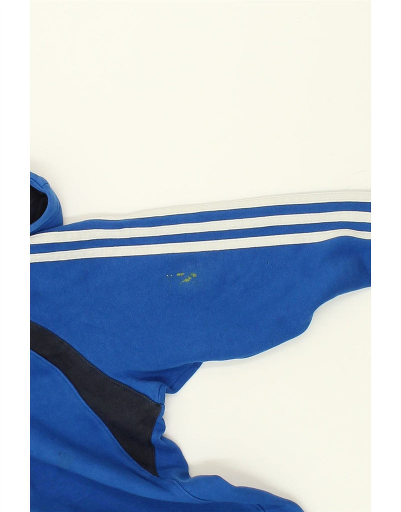 ADIDAS Boys Hoodie Jumper 11-12 Years Blue Colourblock Cotton | Vintage Adidas | Thrift | Second-Hand Adidas | Used Clothing | Messina Hembry 
