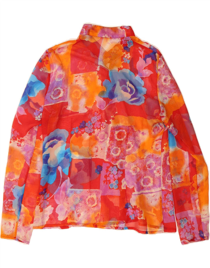 VINTAGE Womens Shirt Blouse UK 14 Medium Red Floral Vintage Vintage and Second-Hand Vintage from Messina Hembry 