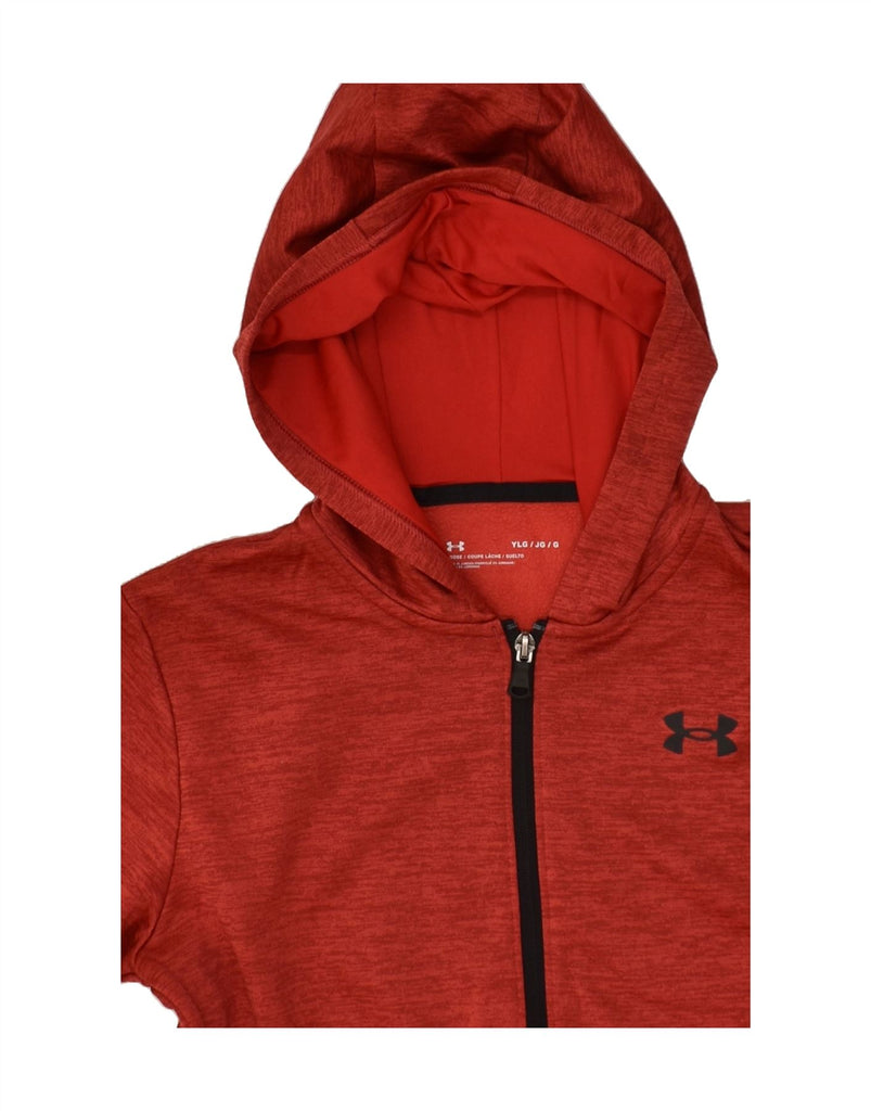 UNDER ARMOUR Boys Zip Hoodie Sweater 11-12 Years Large Red Flecked | Vintage Under Armour | Thrift | Second-Hand Under Armour | Used Clothing | Messina Hembry 