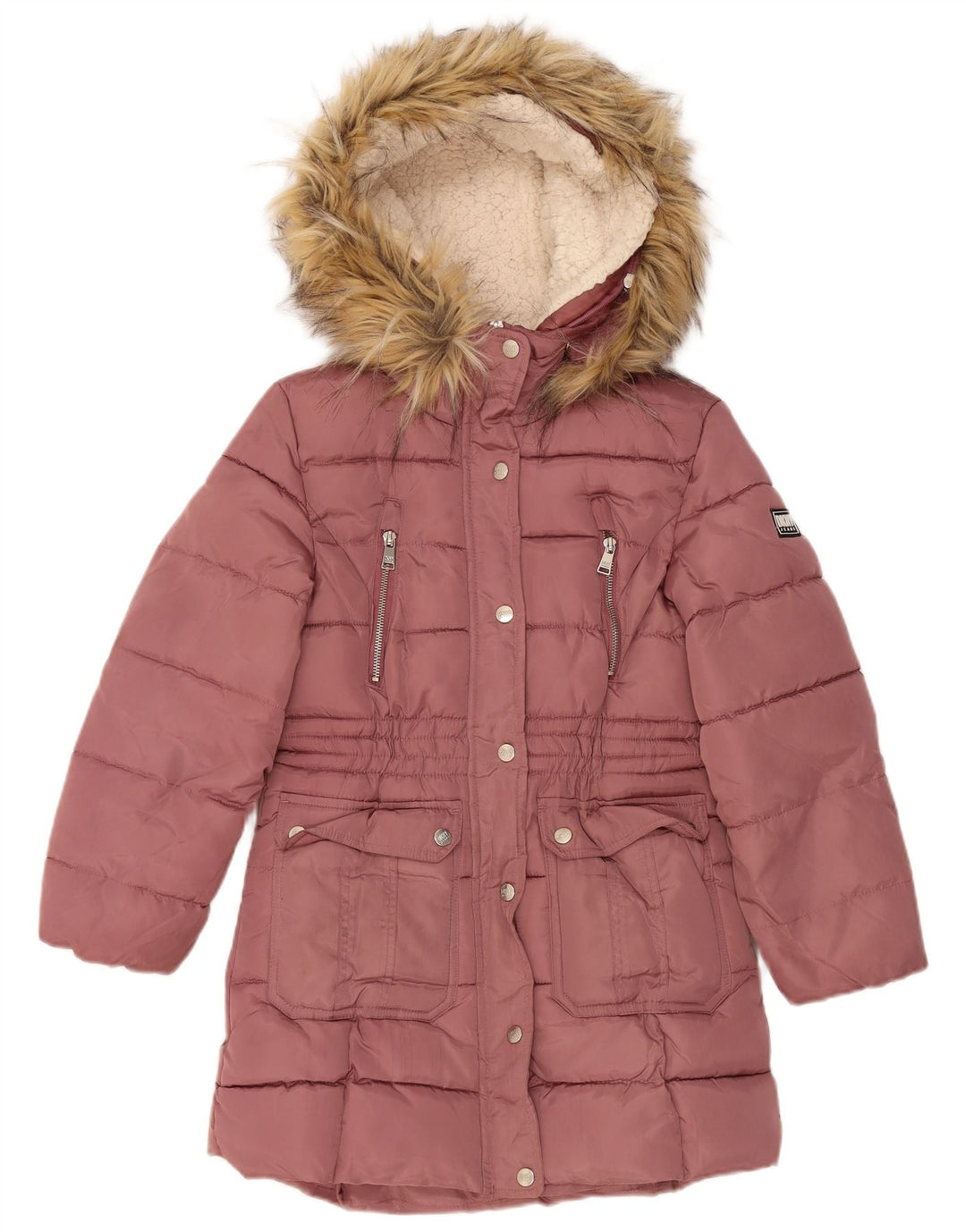 Dkny Girls Hooded Padded Coat 10-11 Years Medium Pink Polyester