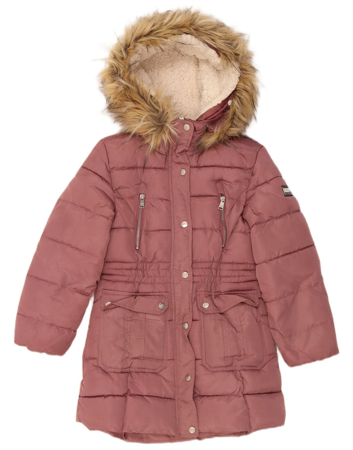 Dkny Girls Hooded Padded Coat 10-11 Years Medium Pink Polyester