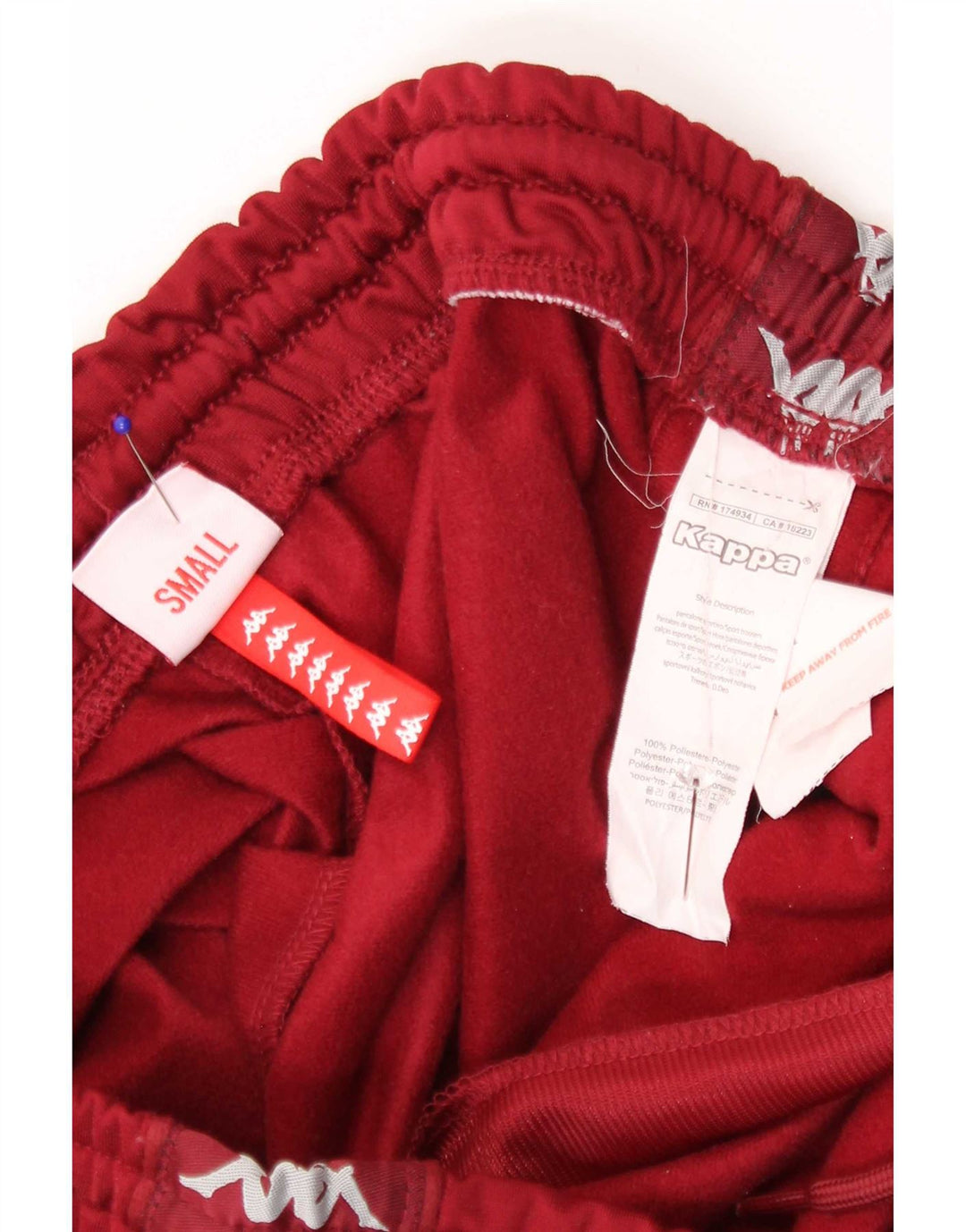 Kappa Mens Graphic Tracksuit Trousers Small Burgundy Polyester