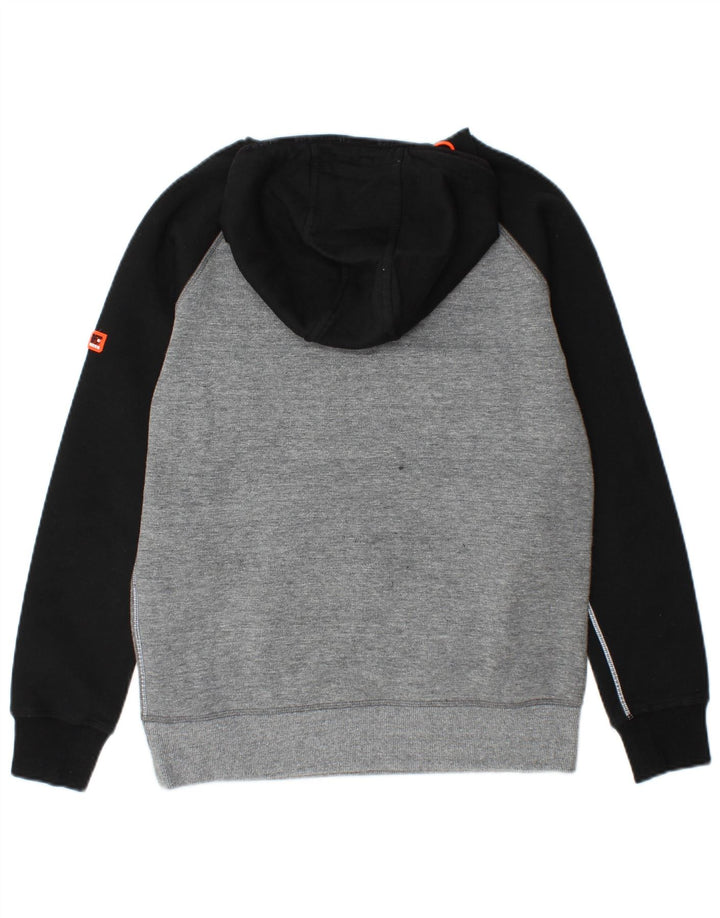 SUPERDRY Mens Graphic Hoodie Jumper Small Grey Colourblock Cotton Vintage Superdry and Second-Hand Superdry from Messina Hembry 