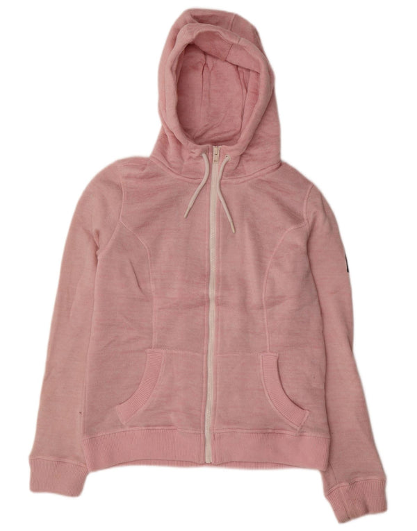 Superdry Womens Zip Hoodie Sweater UK 16 Large Pink Polyester