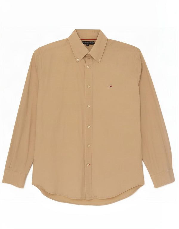 Tommy Hilfiger Mens Shirt Medium Beige Cotton