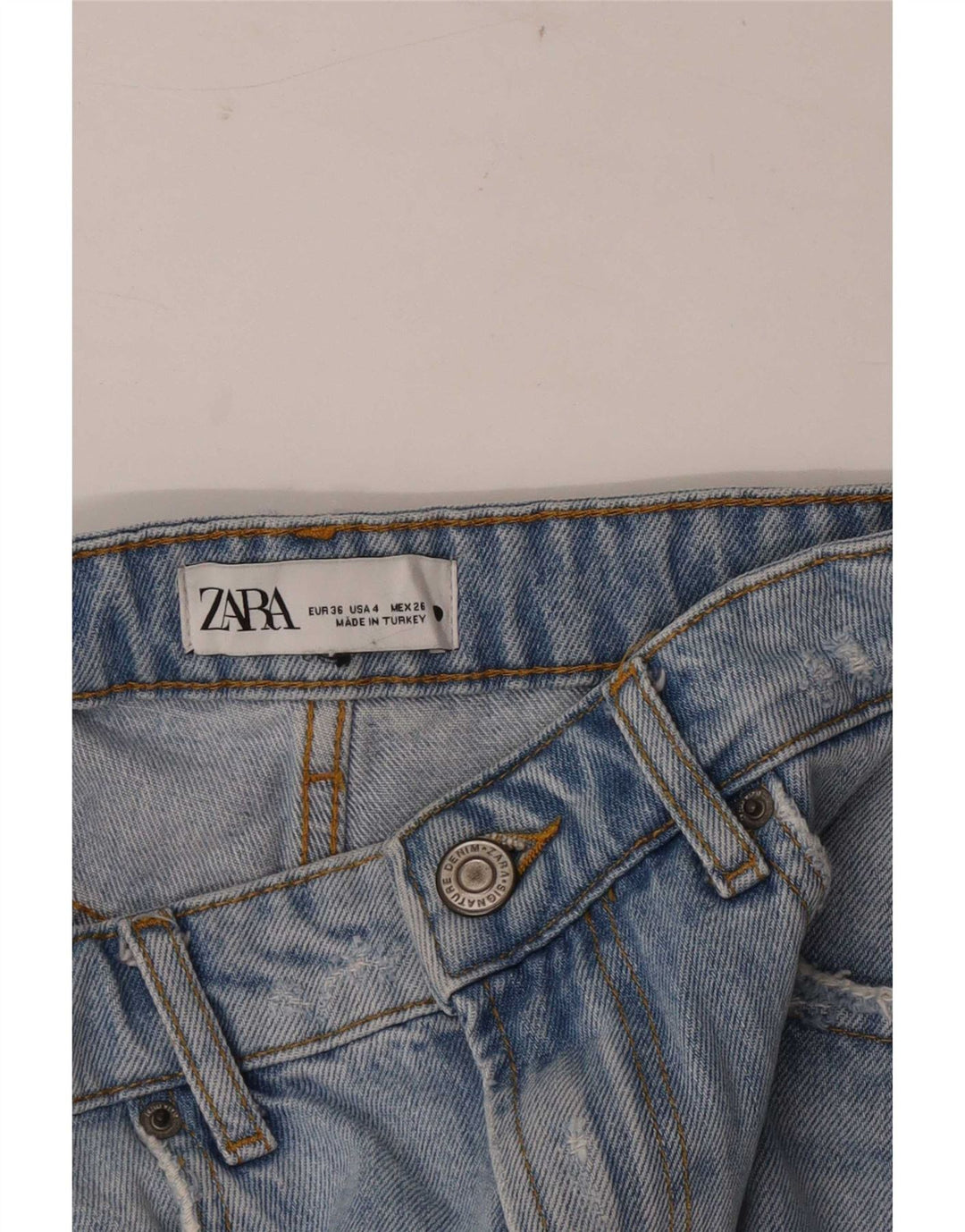 Zara Womens Distressed Denim Shorts EU 36 XS W26  Blue