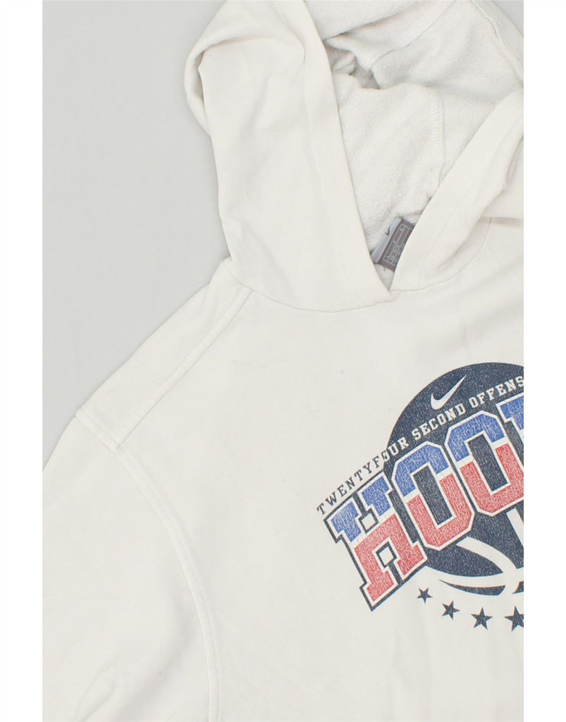 NIKE Boys Graphic Hoodie Jumper 14-15 Years Large White Cotton Vintage Nike and Second-Hand Nike from Messina Hembry 