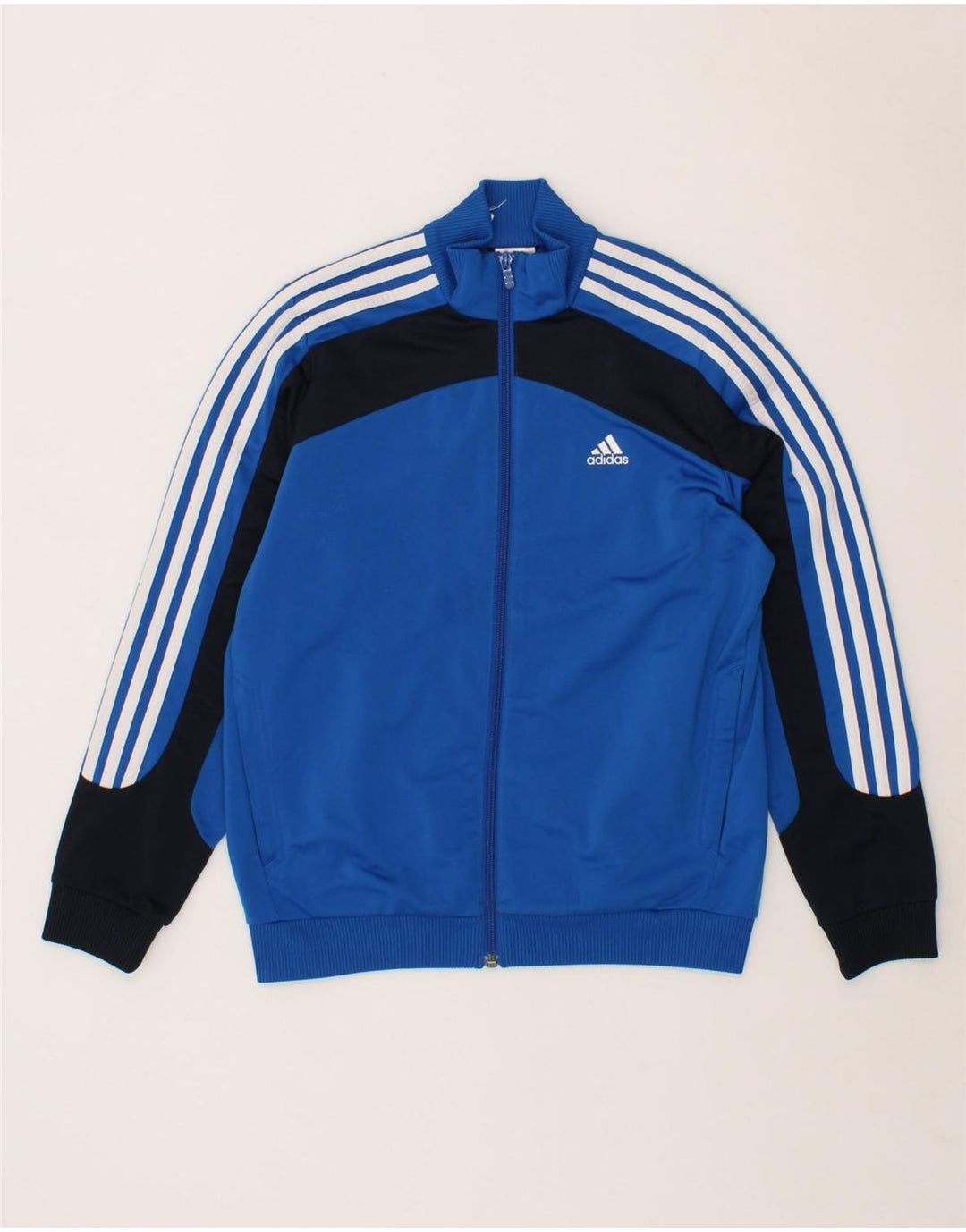 ADIDAS Boys Graphic Tracksuit Top Jacket 11-12 Years Blue Colourblock Vintage Adidas and Second-Hand Adidas from Messina Hembry 