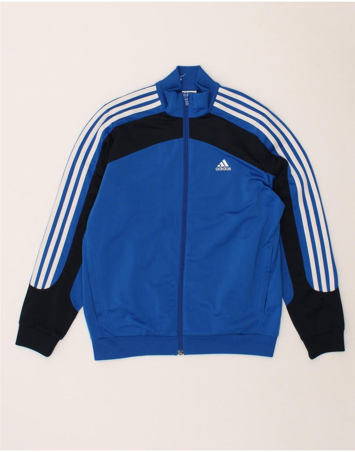 ADIDAS Boys Graphic Tracksuit Top Jacket 11-12 Years Blue Colourblock Vintage Adidas and Second-Hand Adidas from Messina Hembry 