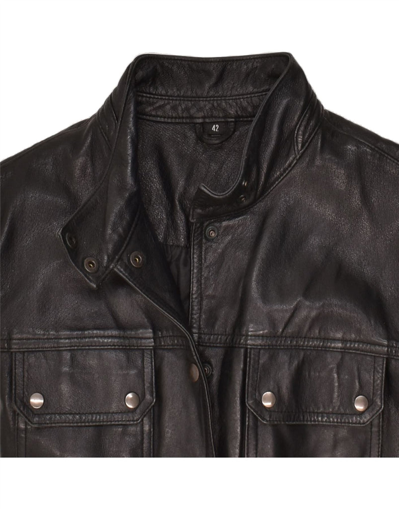 VINTAGE Womens Leather Jacket IT 42 Medium Black Vintage Vintage and Second-Hand Vintage from Messina Hembry 