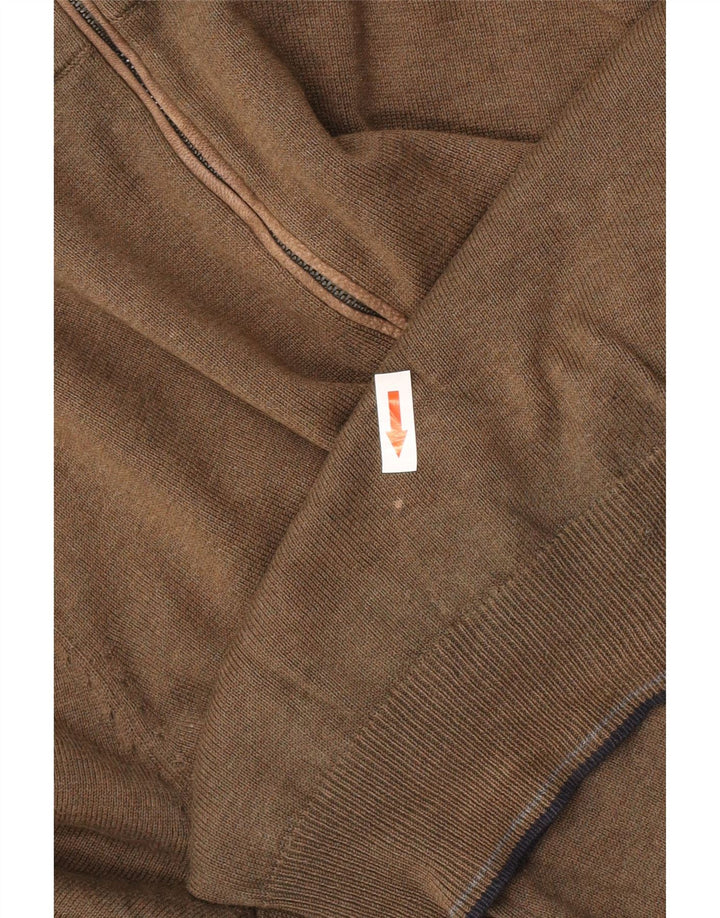 Massimo Dutti Mens Zip Neck Jumper Sweater Medium Khaki