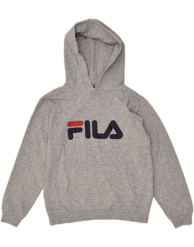 FILA Boys Graphic Hoodie Jumper 9-10 Years Grey Cotton | Vintage Fila | Thrift | Second-Hand Fila | Used Clothing | Messina Hembry 