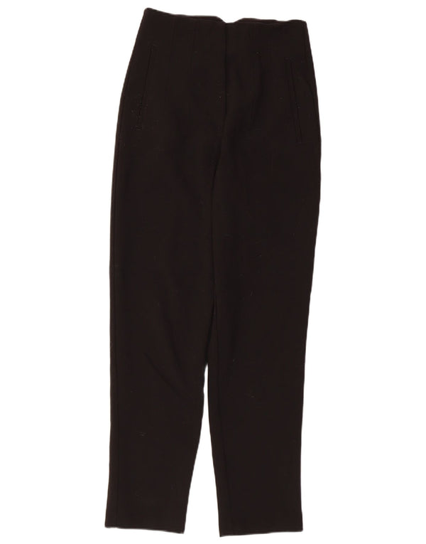 Zara Womens High Waist Tapered Suit Trousers XS W24 L26 Black Polyester