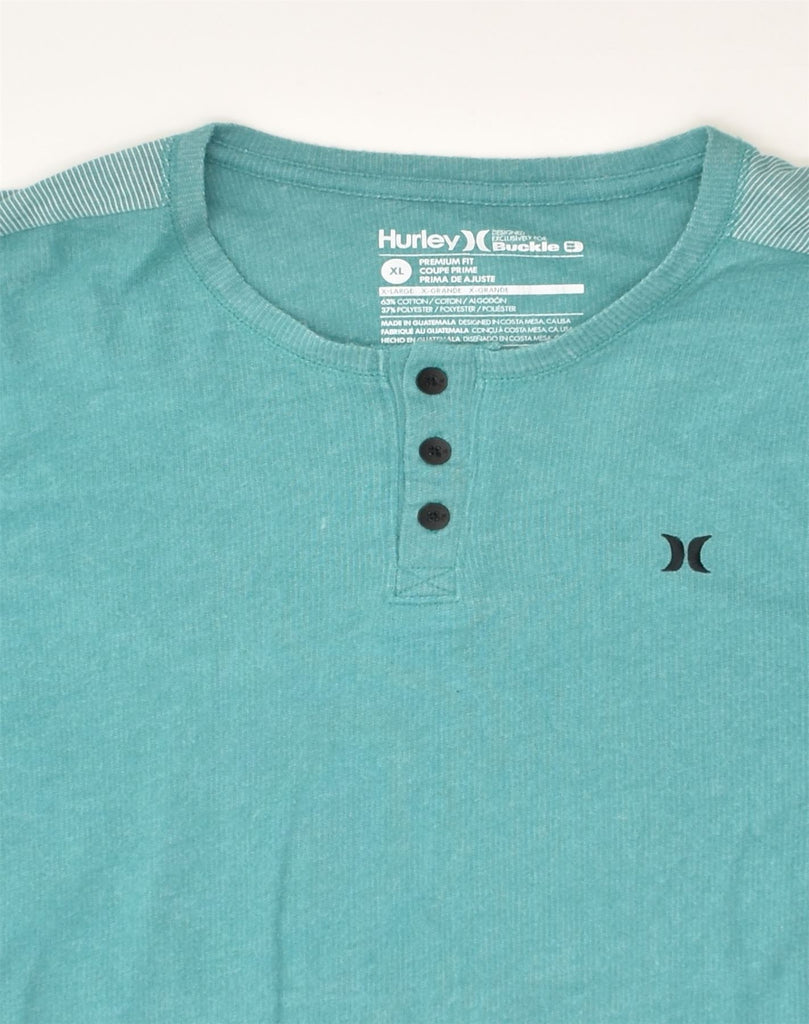 HURLEY Mens Slim Top Long Sleeve XL Turquoise Cotton | Vintage Hurley | Thrift | Second-Hand Hurley | Used Clothing | Messina Hembry 