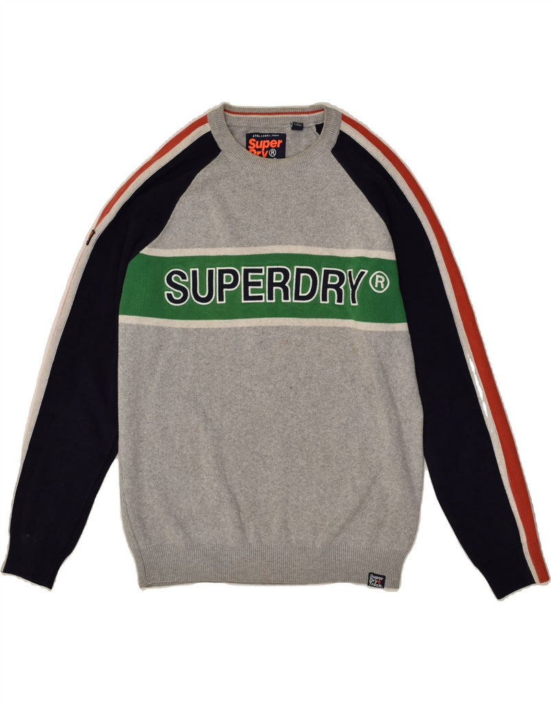 SUPERDRY Mens Graphic Crew Neck Jumper Sweater Medium Grey Cotton | Vintage Superdry | Thrift | Second-Hand Superdry | Used Clothing | Messina Hembry 