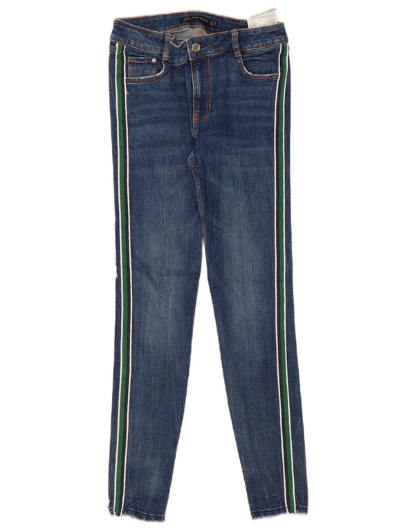 Zara Womens Skinny Jeans EU 38 Small W28 L27 Blue Striped Cotton