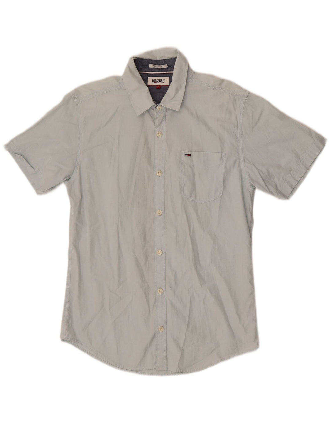 Tommy Hilfiger Mens Short Sleeve Shirt Small Blue Cotton