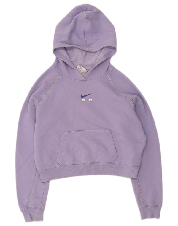 Nike Girls Crop Graphic Hoodie Jumper 13-14 Years XL Purple Cotton