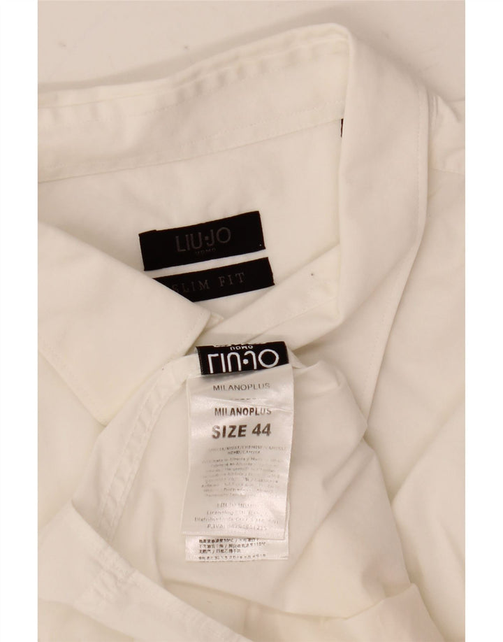 Liu Jo Mens Slim Fit Shirt Size 44 XL White Cotton