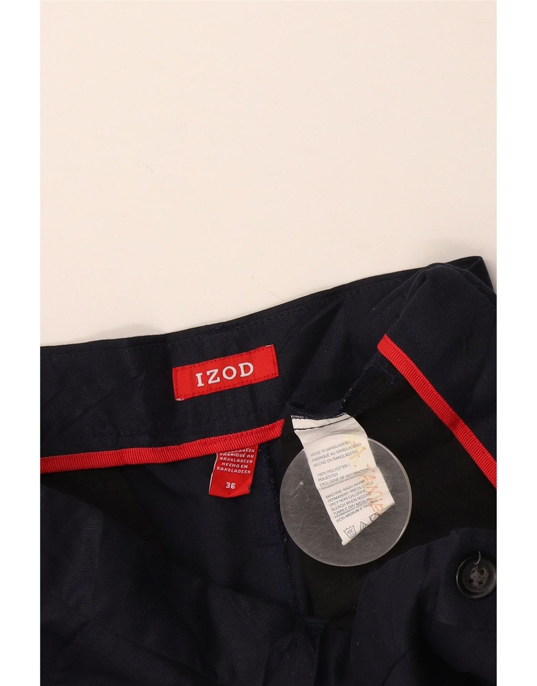 Izod Mens Chino Shorts W36 Large Navy Blue Polyester