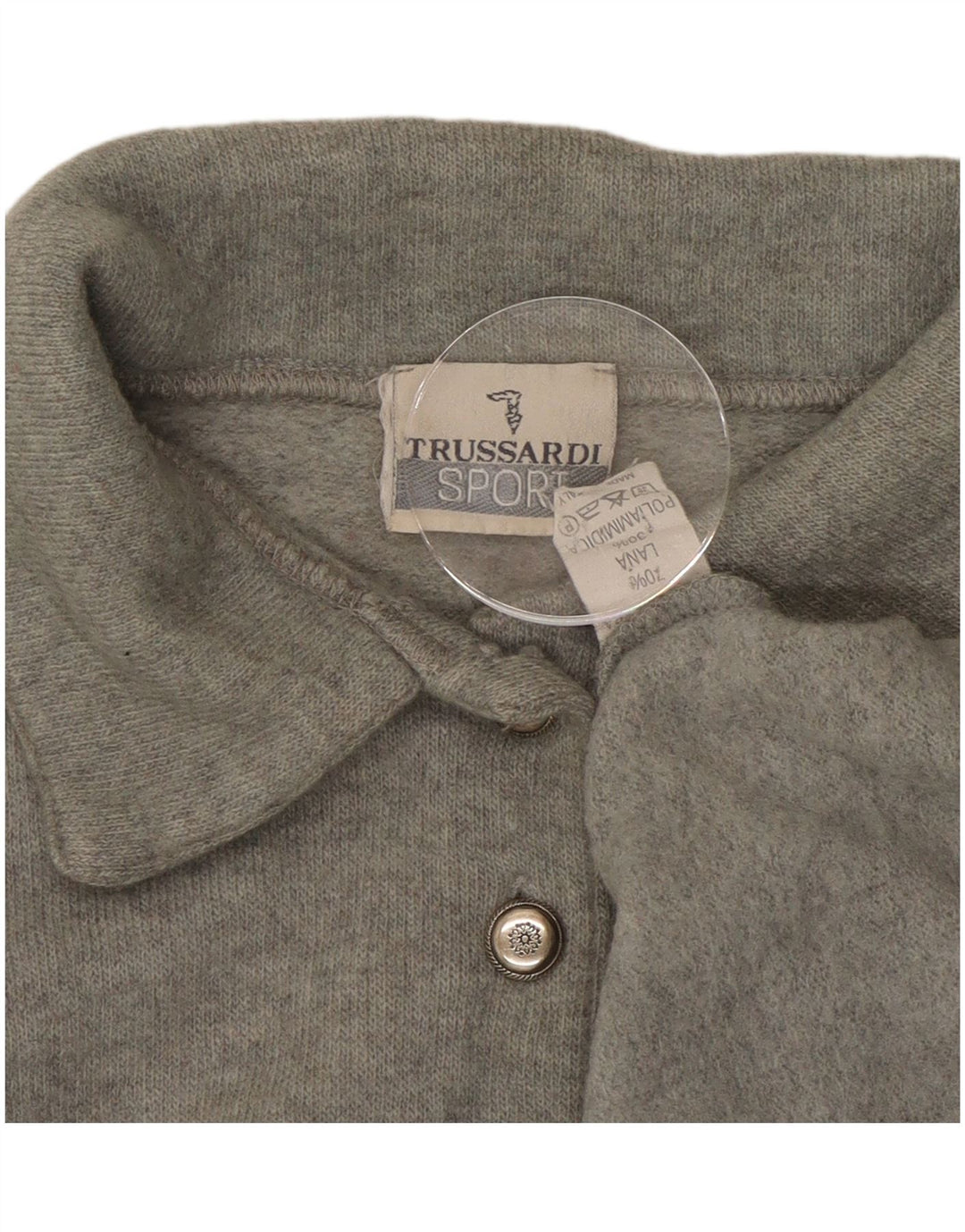 TRUSSARDI Womens Oversized Polo Neck Jumper Sweater IT 44 Medium Grey Wool