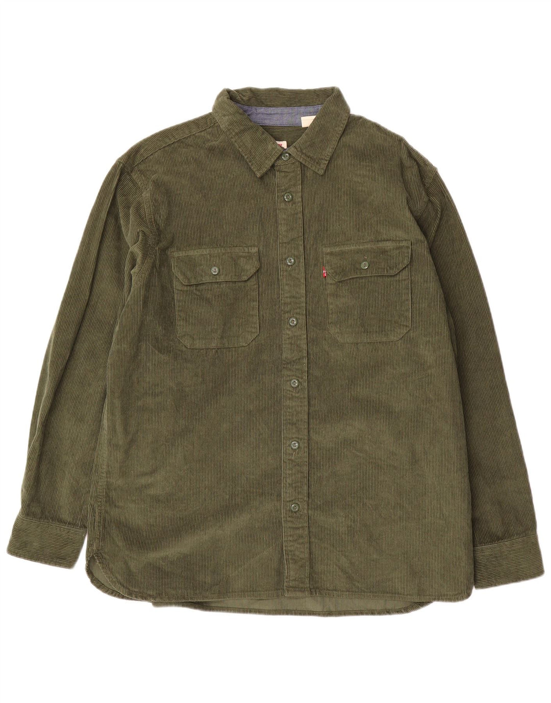 Levi's Mens Relaxed Corduroy Shirt Large Green Cotton