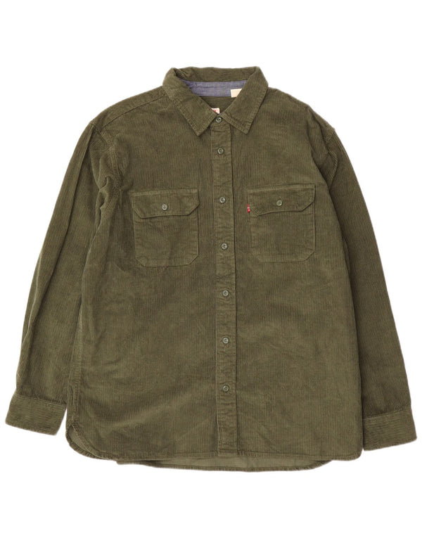Levi's Mens Relaxed Corduroy Shirt Large Green Cotton