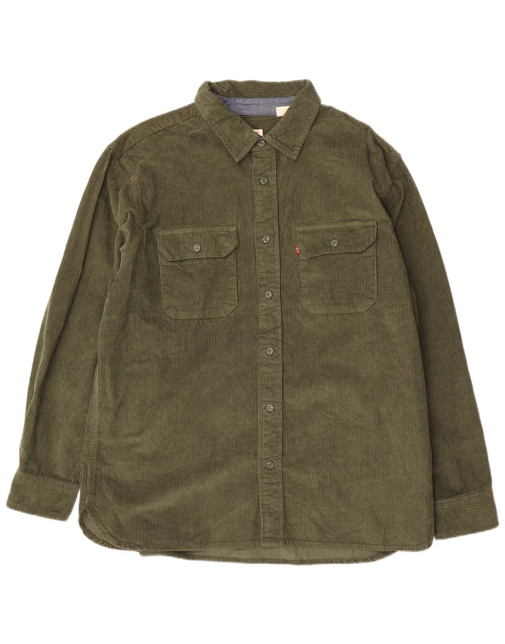 Levi's Mens Relaxed Corduroy Shirt Large Green Cotton