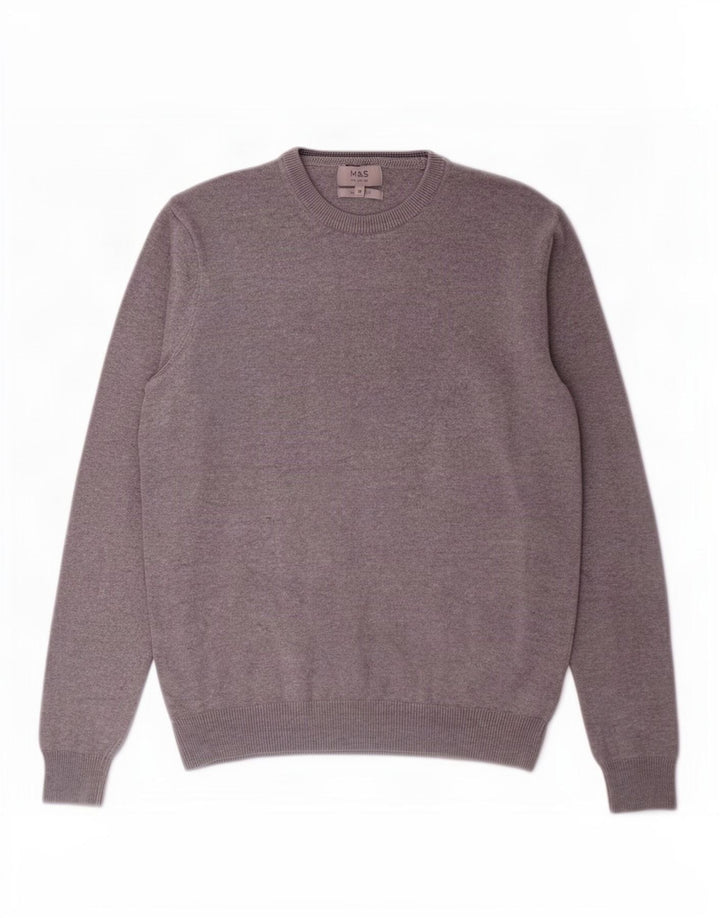 Marks & Spencer Mens Crew Neck Jumper Sweater Medium Grey Cotton