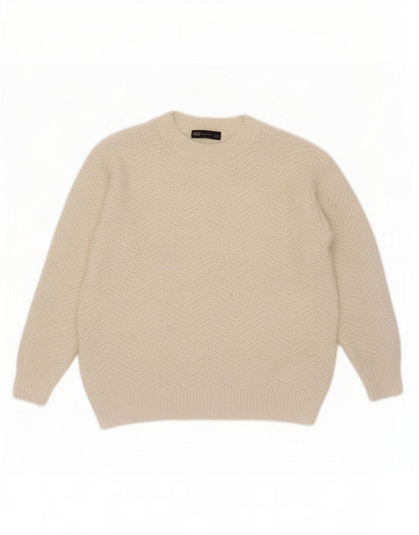 Marks & Spencer Womens Crew Neck Jumper Sweater UK 10 Small Off White