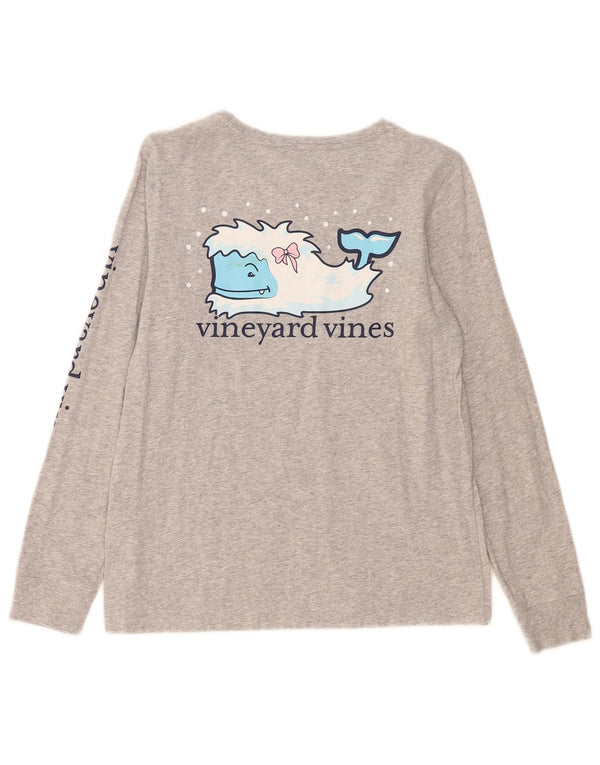 Vineyard Vines Womens Graphic Top Long Sleeve UK 10 Small Grey Flecked