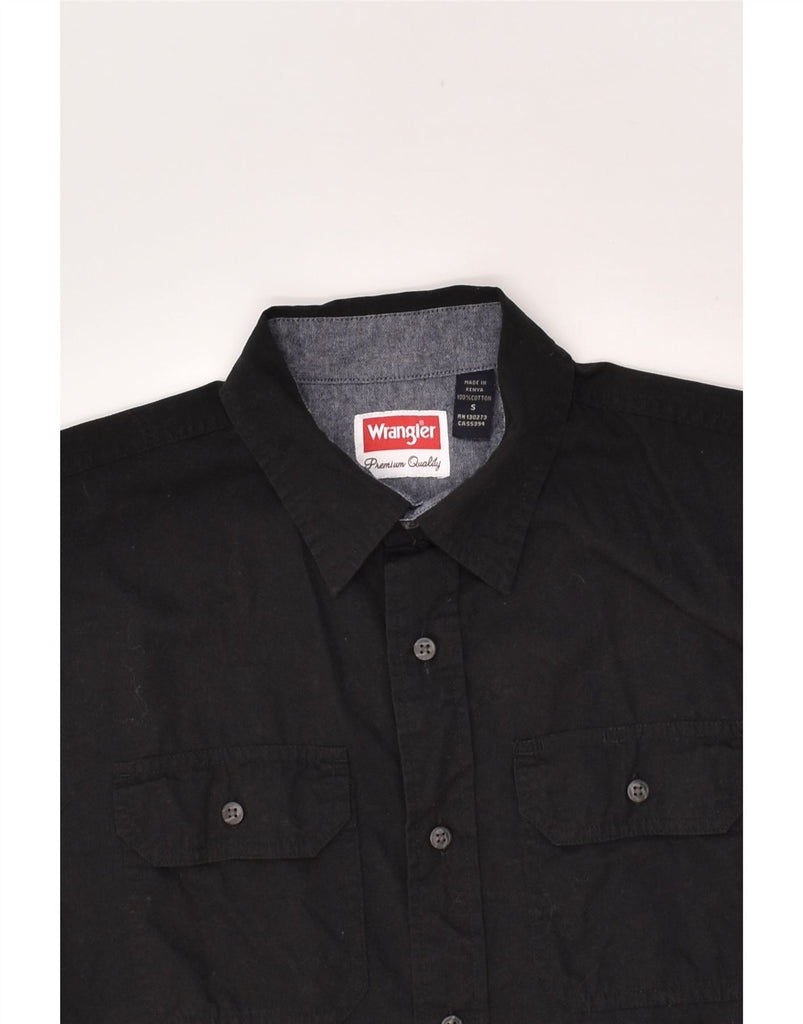 WRANGLER Mens Short Sleeve Shirt Small Black Cotton | Vintage Wrangler | Thrift | Second-Hand Wrangler | Used Clothing | Messina Hembry 