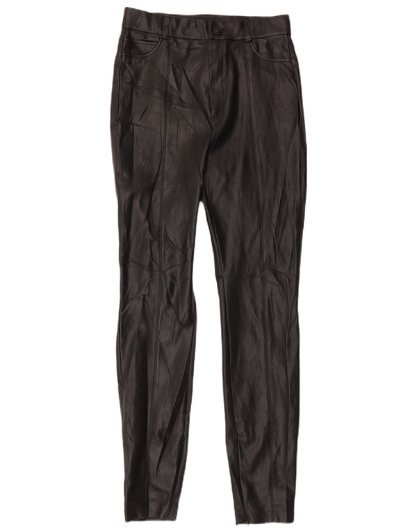 Zara Womens High Waist Skinny Faux Leather Trousers Medium W28 L29 Black
