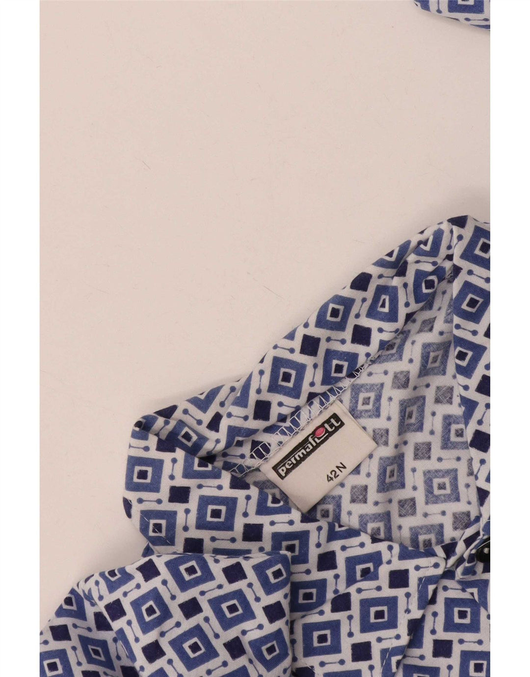 Vintage Mens Shirt Size 42 Large Blue Geometric