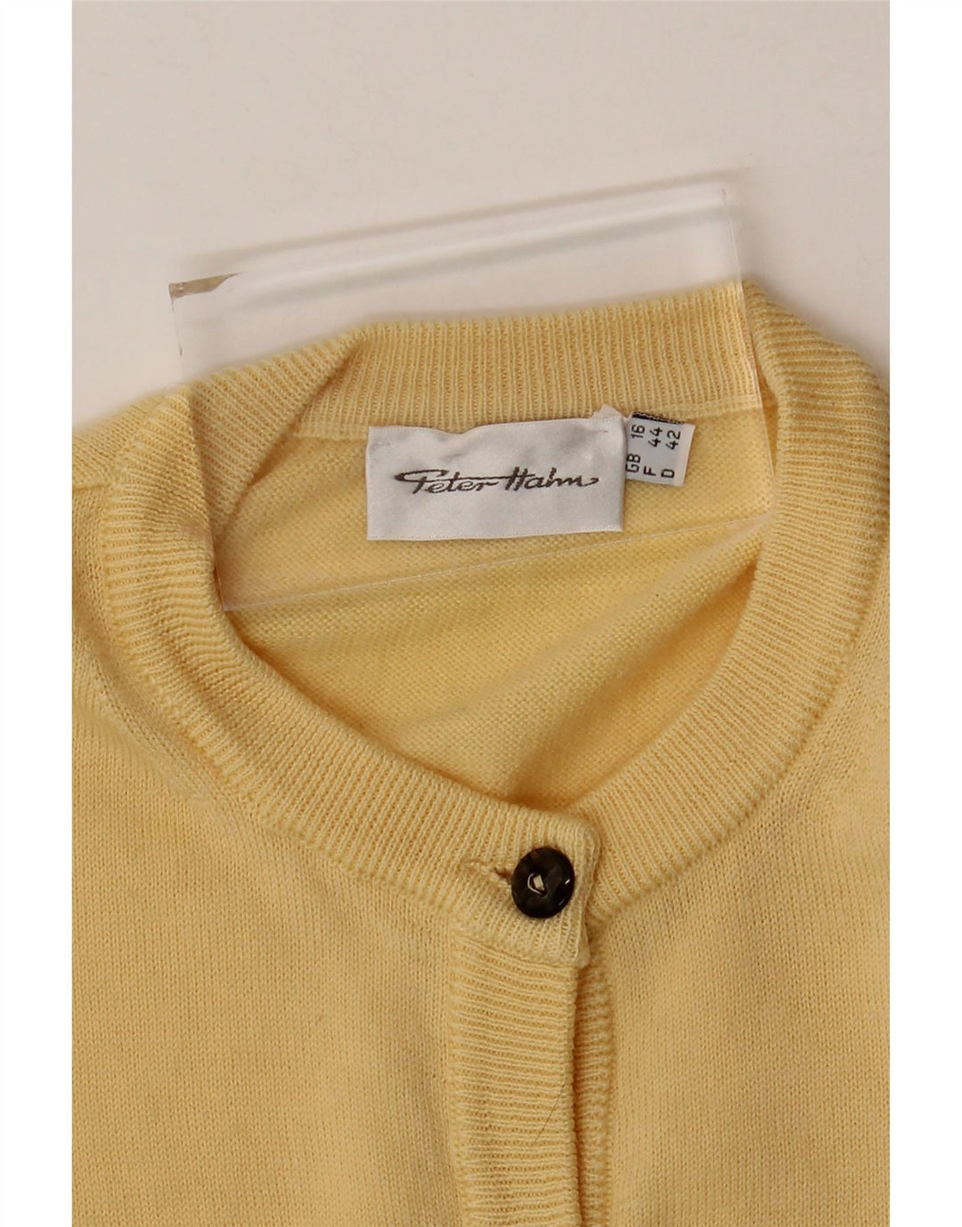 Peter Hahn Womens Cardigan Sweater UK 16 Large Yellow