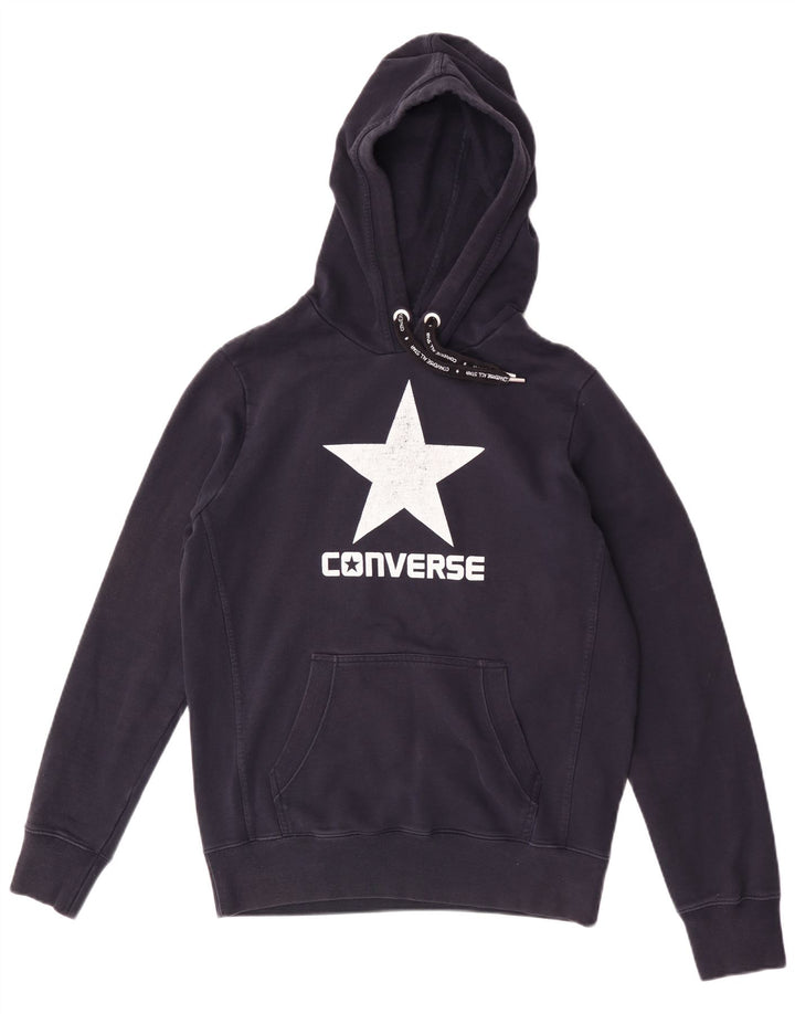 Converse Mens Graphic Hoodie Jumper Medium Navy Blue Cotton