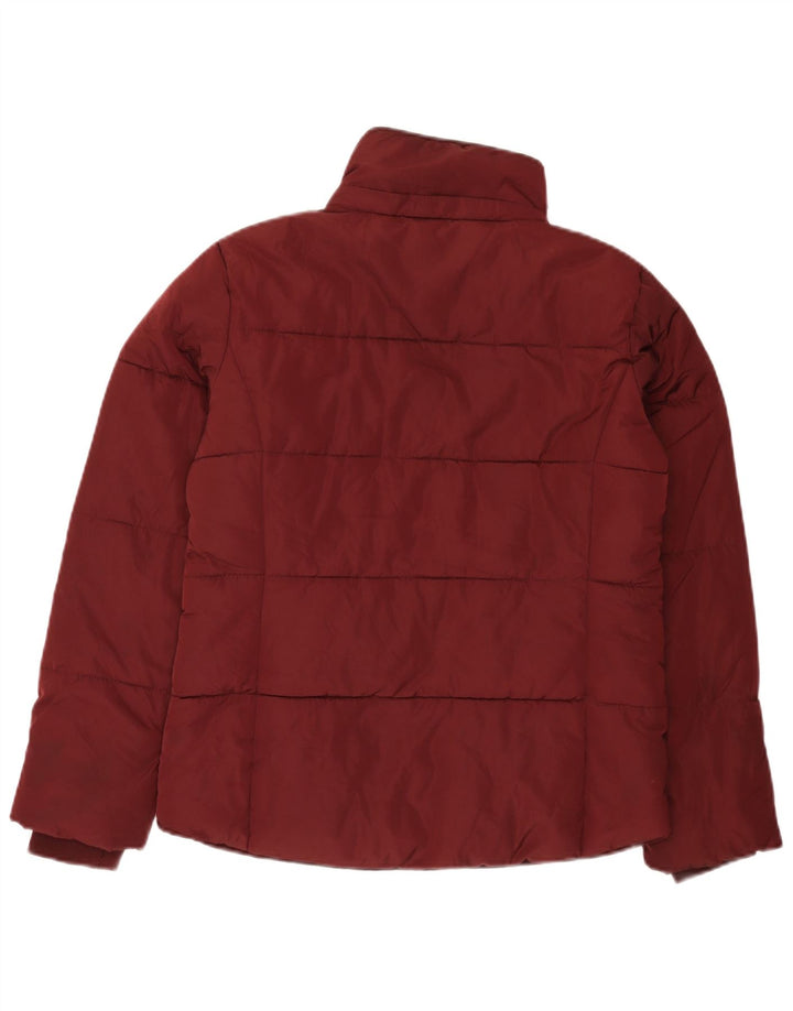 Topshop Womens Oversized Padded Jacket UK 8 Small Burgundy Polyester