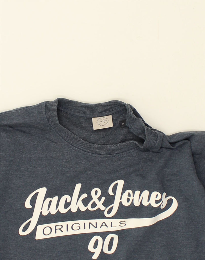 JACK & JONES Mens Graphic Sweatshirt Jumper XL Grey Cotton | Vintage Jack & Jones | Thrift | Second-Hand Jack & Jones | Used Clothing | Messina Hembry 