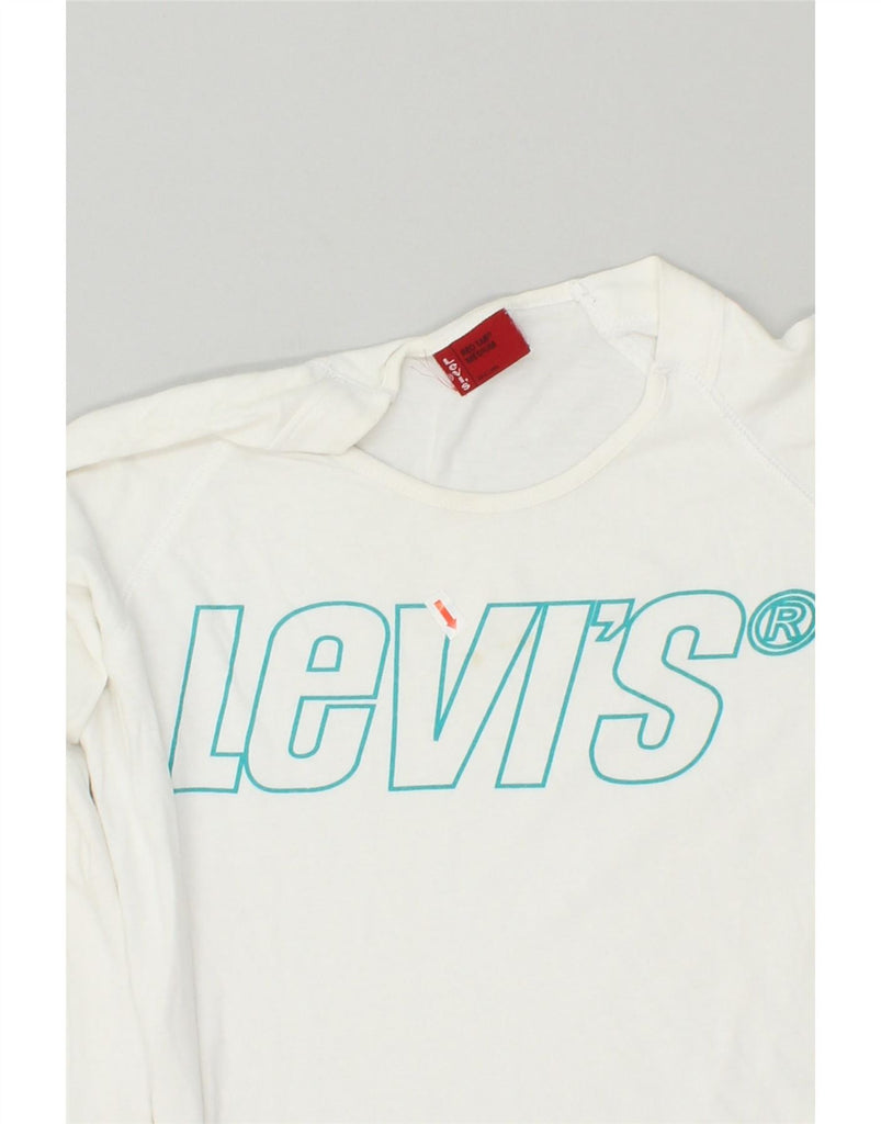 LEVI'S Womens Graphic Top Long Sleeve UK 14 Medium White Cotton Vintage Levi's and Second-Hand Levi's from Messina Hembry 