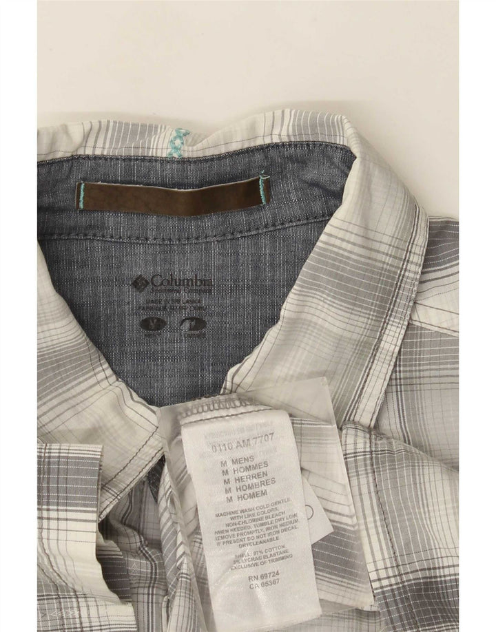 Columbia Mens Short Sleeve Shirt Medium Grey Check Cotton