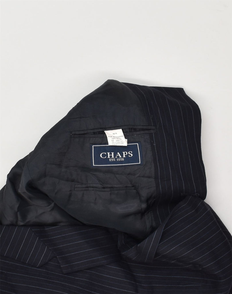 CHAPS Mens Slim 2 Button Blazer Jacket UK 42 XL Navy Blue Striped Wool | Vintage Chaps | Thrift | Second-Hand Chaps | Used Clothing | Messina Hembry 