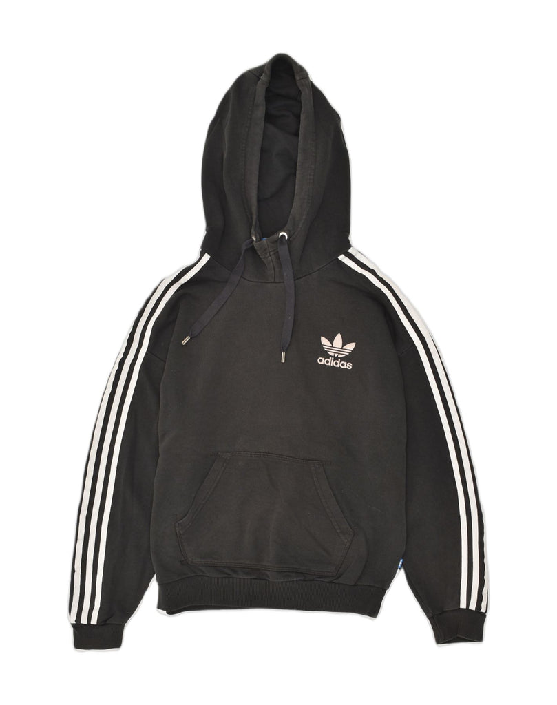 ADIDAS Womens Hoodie Jumper UK 12 Medium Black Cotton | Vintage Adidas | Thrift | Second-Hand Adidas | Used Clothing | Messina Hembry 