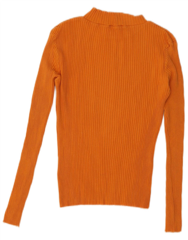 Zara Womens Crop Top Long Sleeve UK 12 Medium Orange