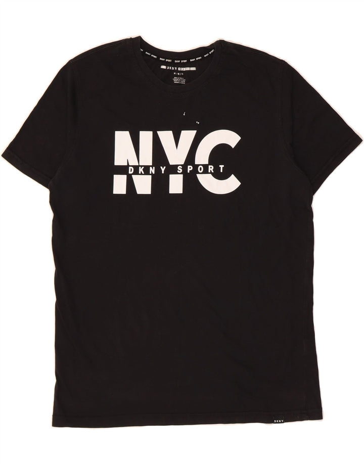 DKNY Mens Graphic T-Shirt Top Medium Black Cotton Vintage Dkny and Second-Hand Dkny from Messina Hembry 